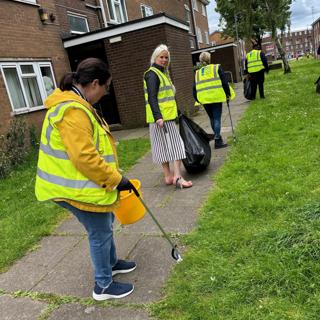 St Leger staff litter picking