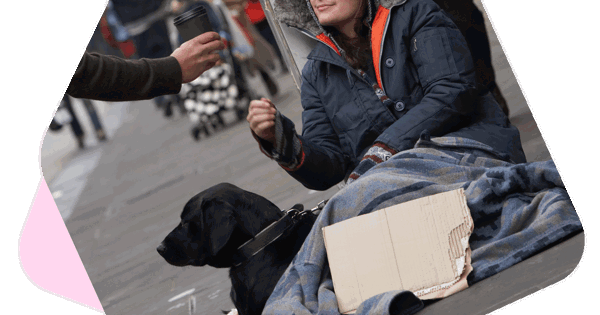 Homeless person with dog
