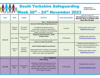 Safeguarding Awareness Week timetable
