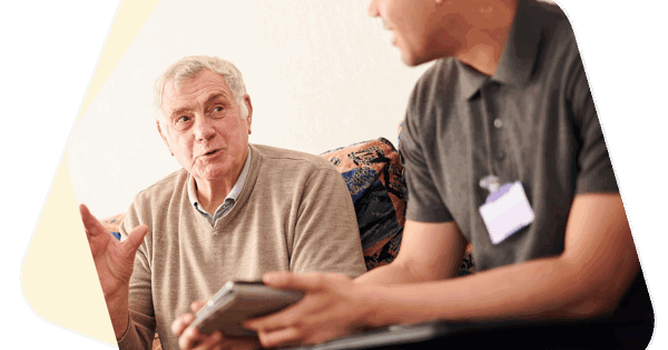 Man holding ipad and credit card