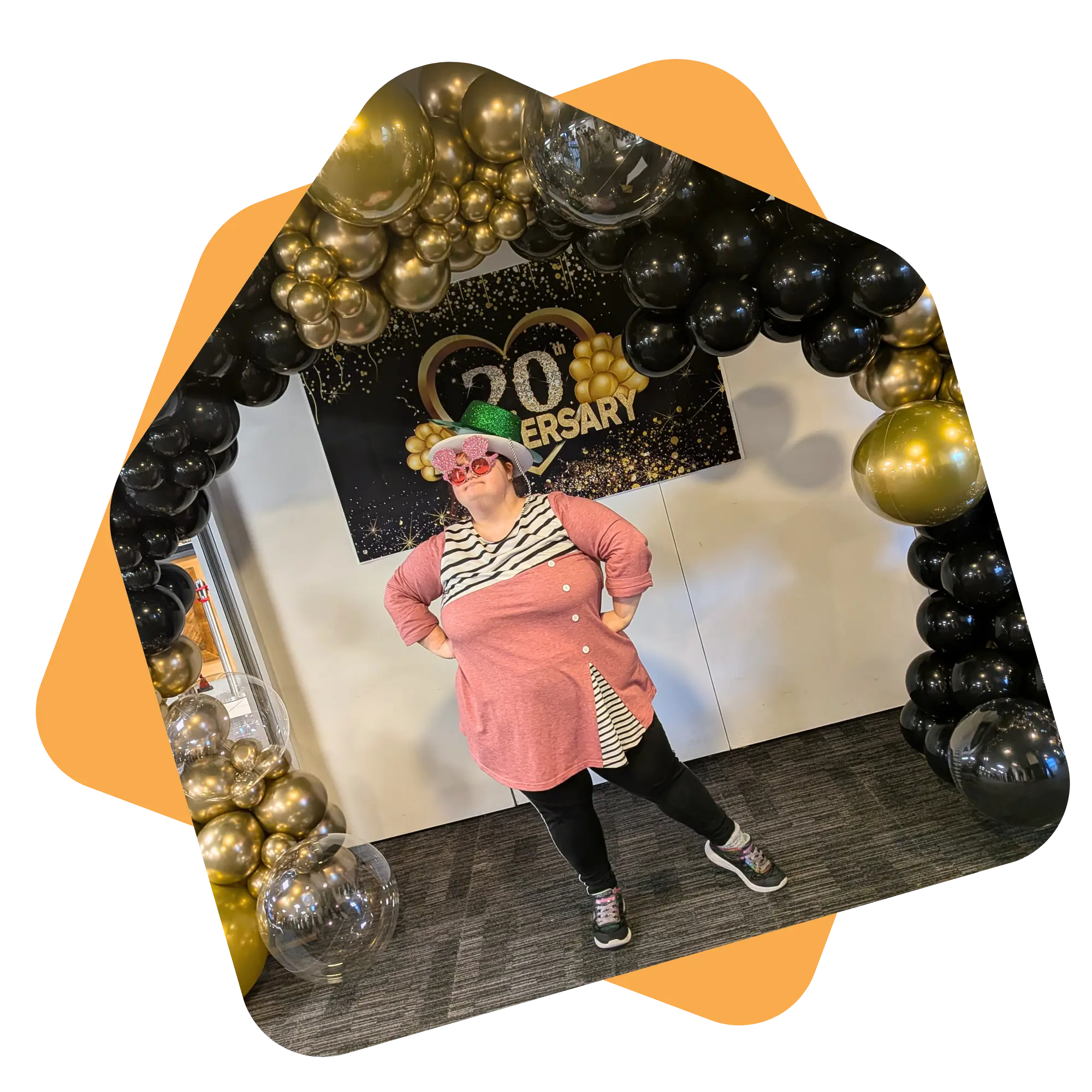 Girl posing with props in frame