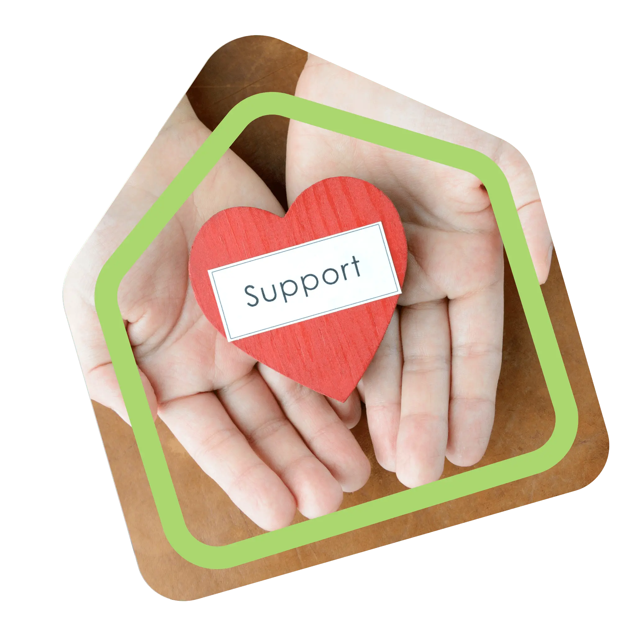 Heart that says 'Support'