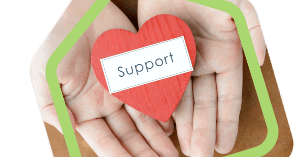 Heart that says 'Support'