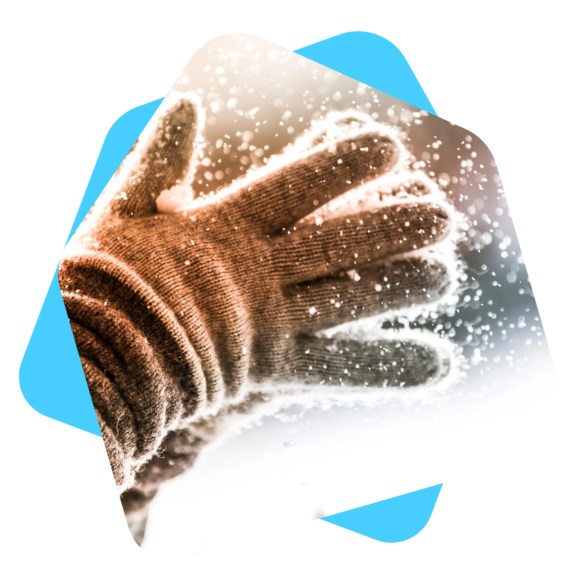 gloves shaking off snow