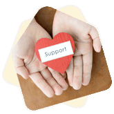 Heart that says 'Support'