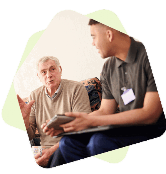 Man talking with customer