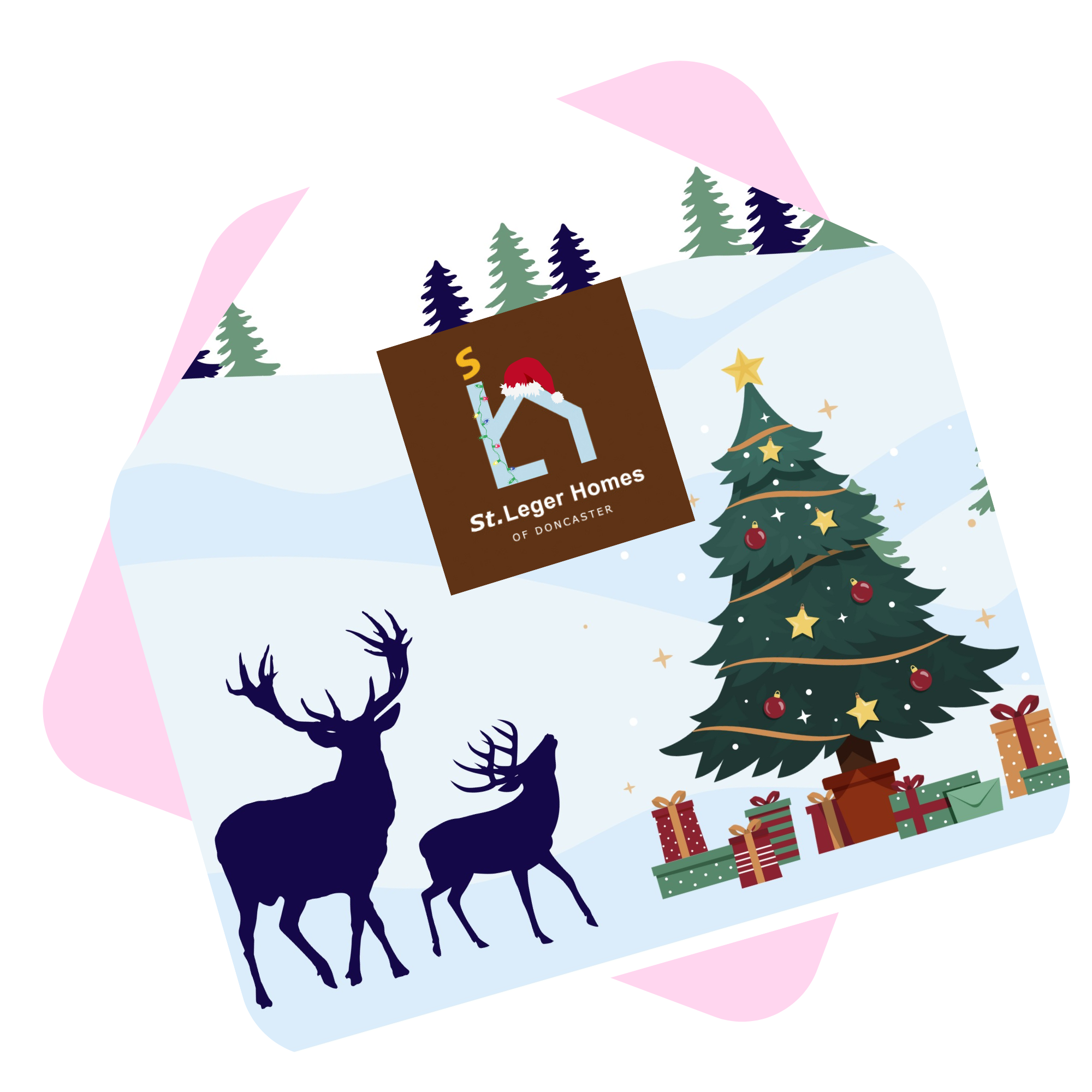 Christmas scene with St Leger logo