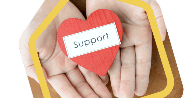 Heart that says 'Support'