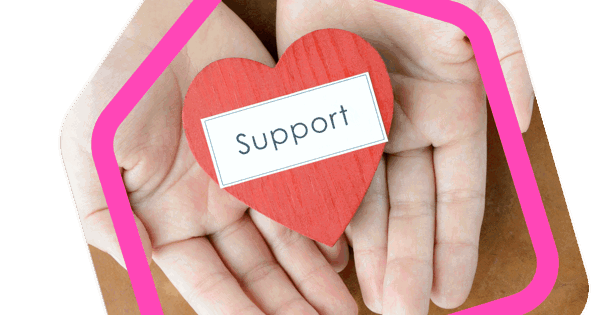 Heart that says 'Support'